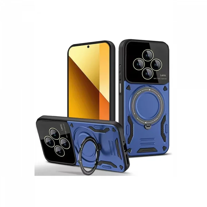 Mey İthalat®  Xiaomi Redmi 14C Kılıf Joy Lens Standlı Kapak - Lacivert