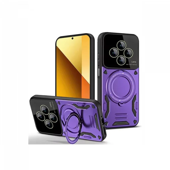 Mey İthalat®  Xiaomi Redmi 14C Kılıf Joy Lens Standlı Kapak - Mor