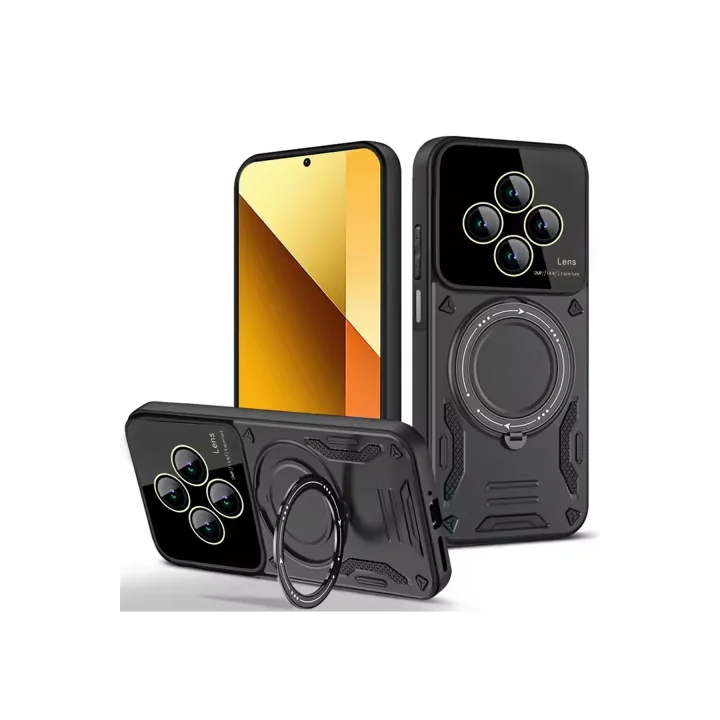 Mey İthalat®  Xiaomi Redmi 14C Kılıf Joy Lens Standlı Kapak - Siyah