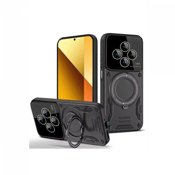 Mey İthalat®  Xiaomi Redmi 14C Kılıf Joy Lens Standlı Kapak - Siyah