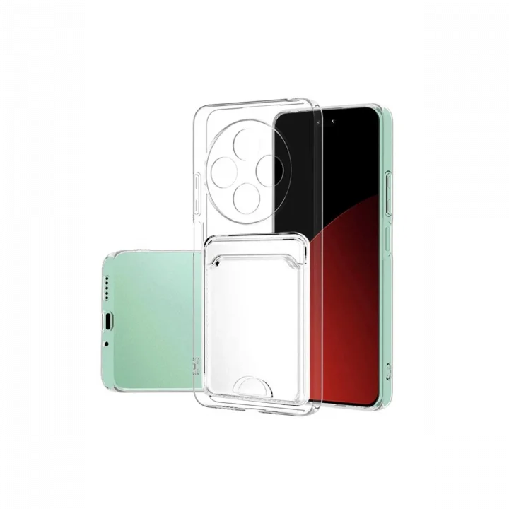 Mey İthalat®   Redmi 14C Kılıf Kart Şeffaf Silikon - Şeffaf
