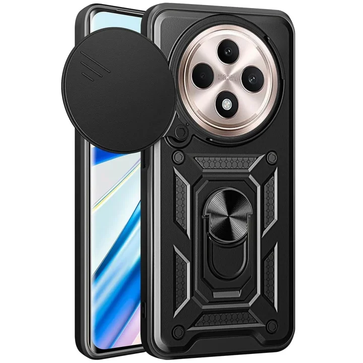 Mey İthalat®  Xiaomi Redmi 14C Kılıf Pars Lens Yüzüklü Silikon - Siyah