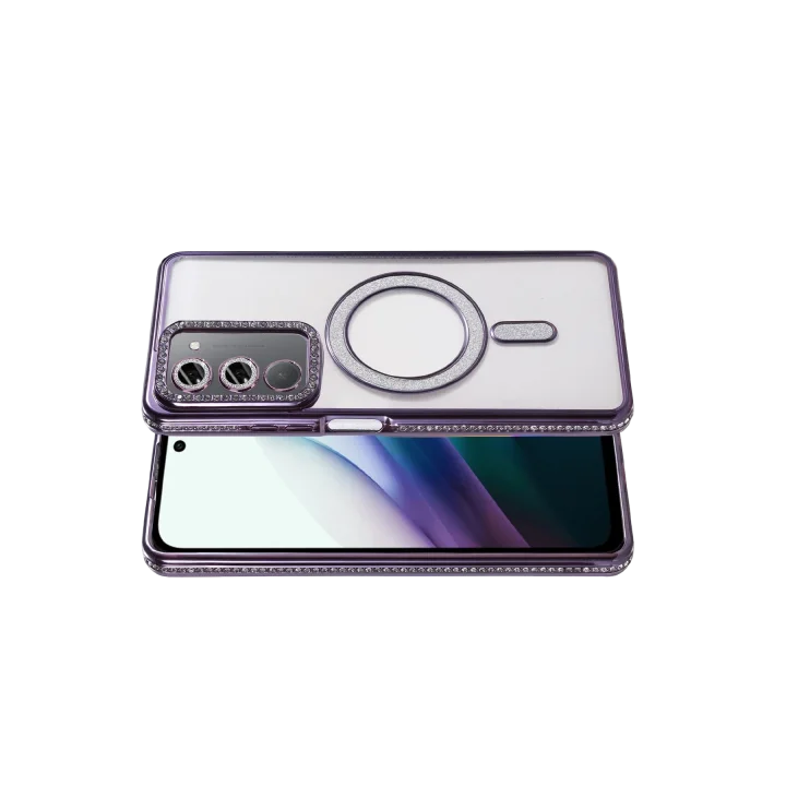 Mey İthalat®   Redmi 15 4G Joke Simli Magneticsafe Kılıf - Derin Mor