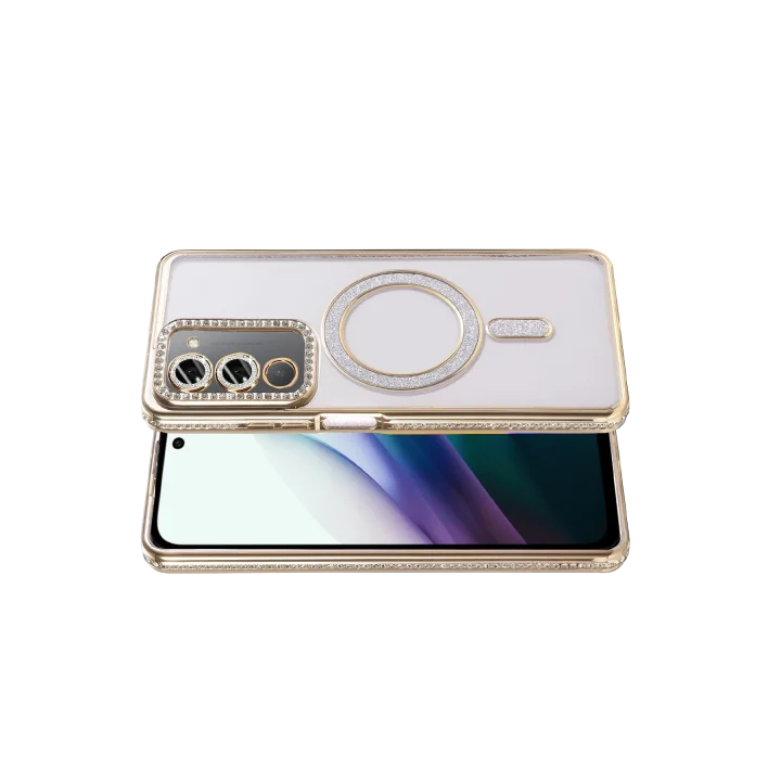 Mey İthalat®   Redmi 15 4G Joke Simli Magneticsafe Kılıf - Gold