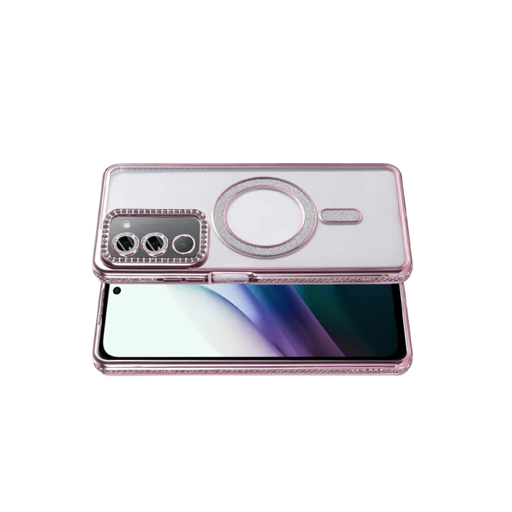 Mey İthalat®   Redmi 15 4G Joke Simli Magneticsafe Kılıf - Pembe