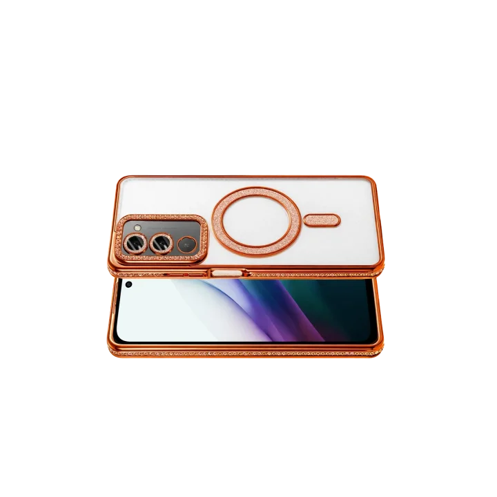 Mey İthalat®   Redmi 15 4G Joke Simli Magneticsafe Kılıf - Turuncu