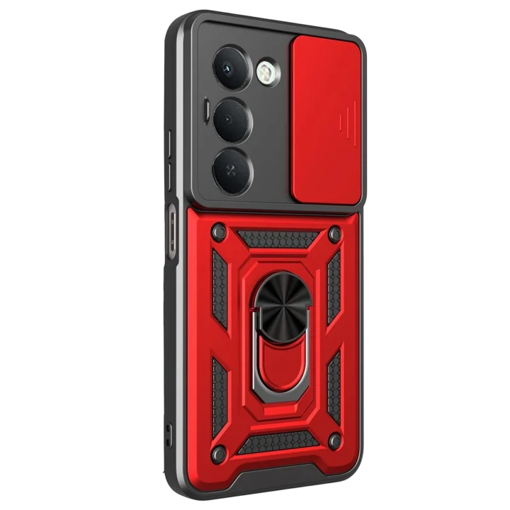 Mey İthalat®  Xiaomi Redmi 15 4G Pars Lens Yüzüklü Silikon - Kırmızı