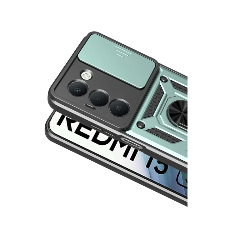 Mey İthalat®  Xiaomi Redmi 15 4G Pars Lens Yüzüklü Silikon - Yeşil