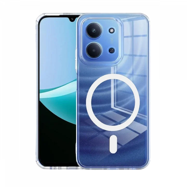 Mey İthalat®  Xiaomi Redmi 15C 4G Combo Sert Şeffaf Magsafe Kapak - Şeffaf