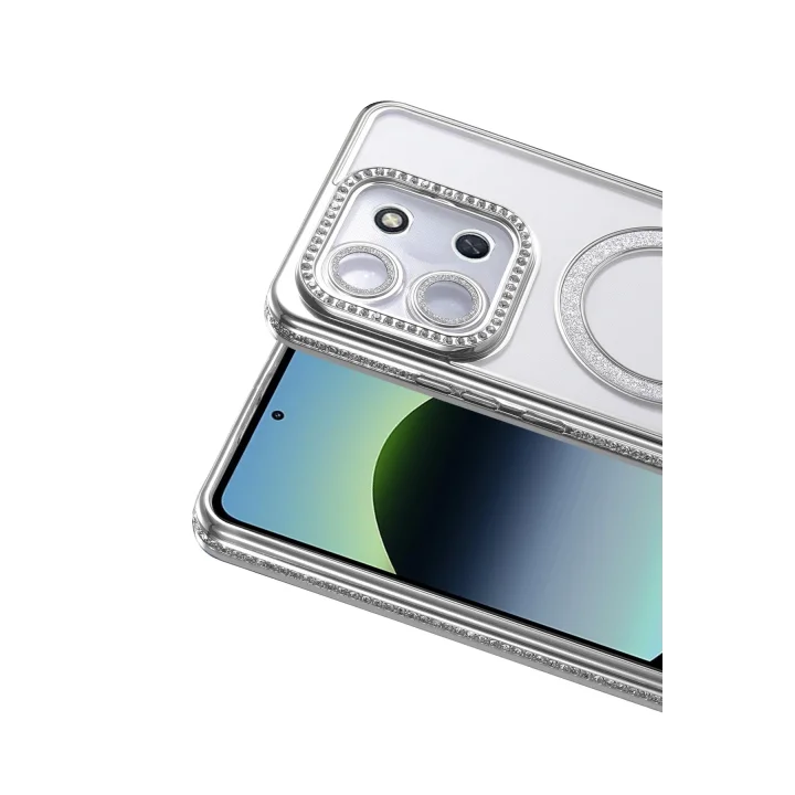 Mey İthalat®  Xiaomi Redmi 15C 4G Joke Simli Magneticsafe Kılıf - Gümüş