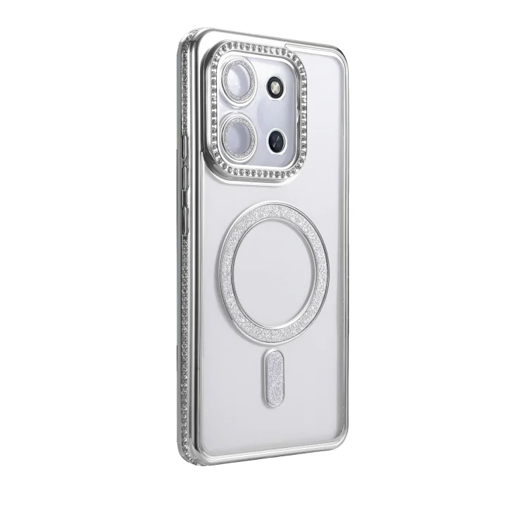 Mey İthalat®  Xiaomi Redmi 15C 4G Joke Simli Magneticsafe Kılıf - Gümüş