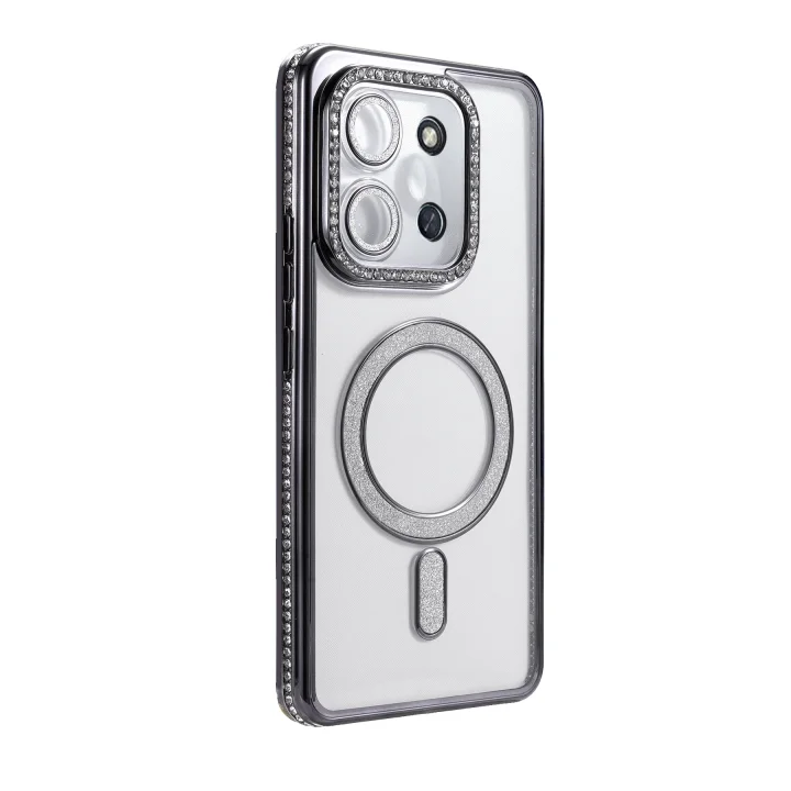 Mey İthalat®  Xiaomi Redmi 15C 4G Joke Simli Magneticsafe Kılıf - Siyah