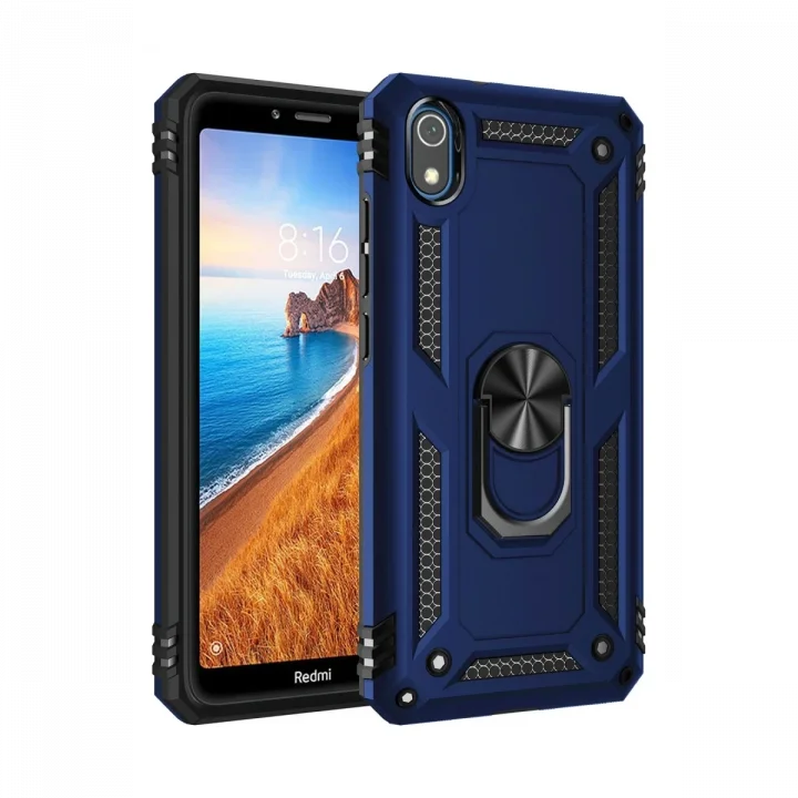 Mey İthalat®   Redmi 7A Kılıf Sofya Yüzüklü Silikon Kapak - Lacivert