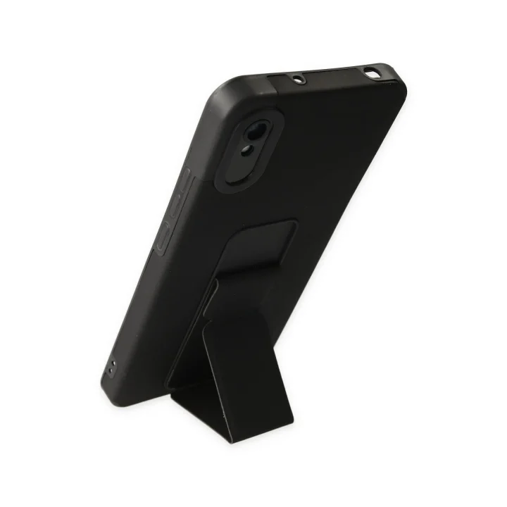 Mey İthalat®  Xiaomi Redmi 9A Kılıf Mega Standlı Silikon - Siyah