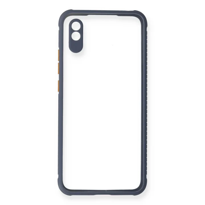 Mey İthalat®   Redmi 9A Kılıf Miami Şeffaf Silikon - Gri