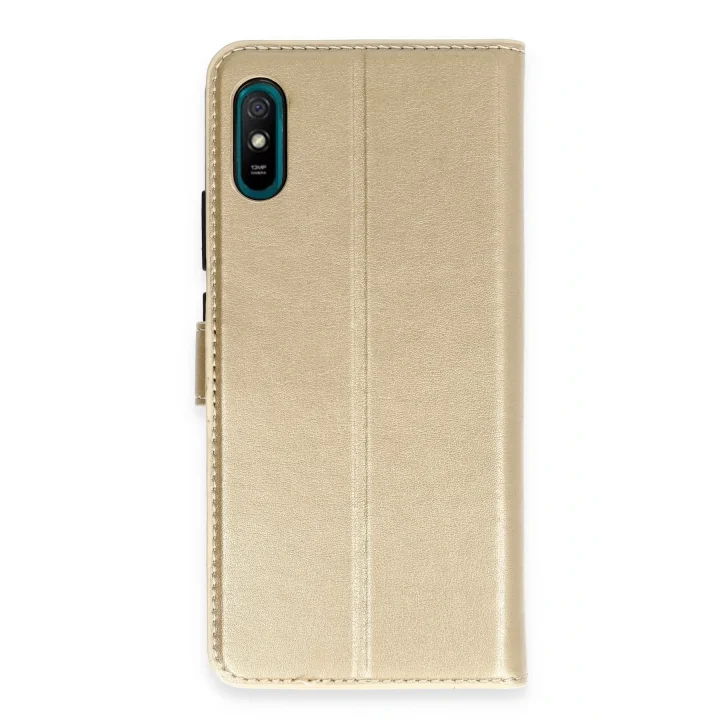 Mey İthalat®   Redmi 9A Kılıf Trend S Plus Kapaklı Kılıf - Gold