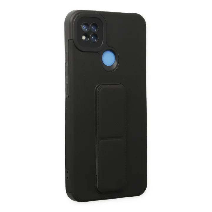 Mey İthalat®  Xiaomi Redmi 9C Kılıf Mega Standlı Silikon - Siyah