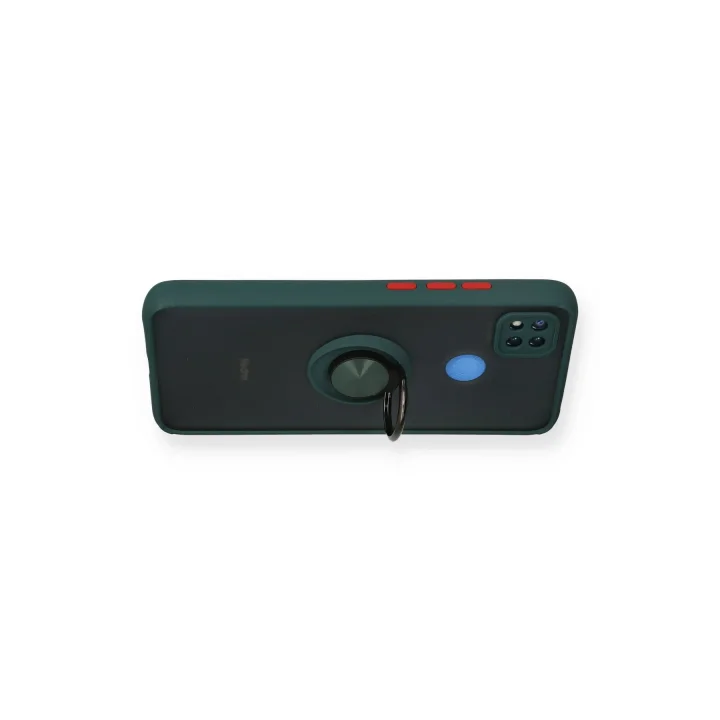 Mey İthalat®  Xiaomi Redmi 9C Kılıf Montreal Yüzüklü Silikon Kapak - Yeşil
