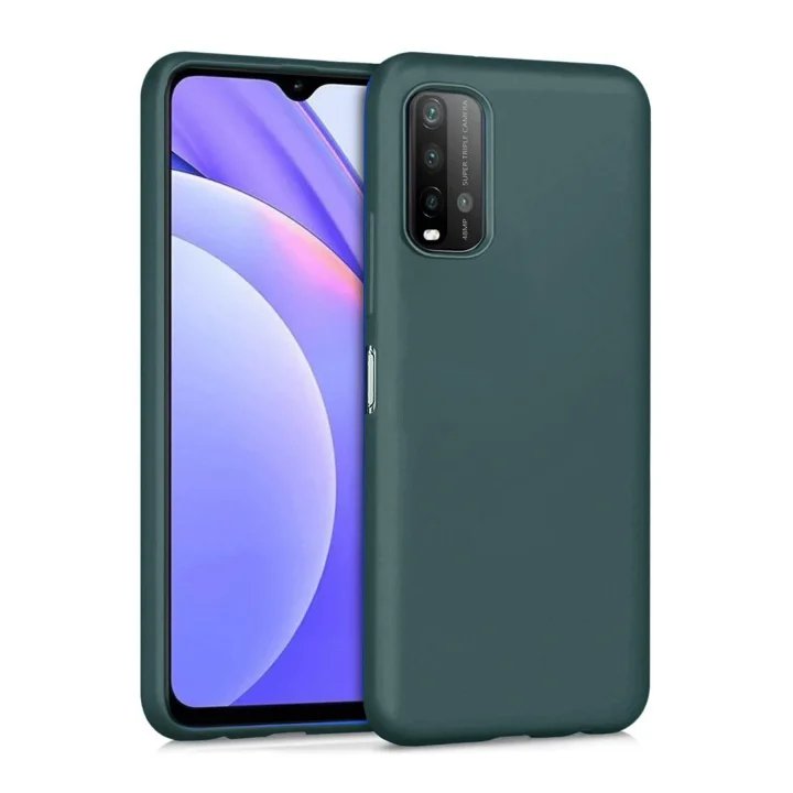 Mey İthalat®   Redmi 9T Kılıf Nano içi Kadife Silikon - Koyu Yeşil