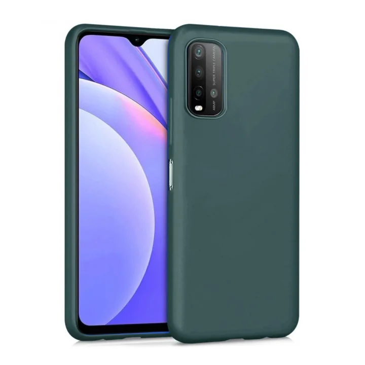 Mey İthalat®   Redmi 9T Kılıf Nano içi Kadife Silikon - Koyu Yeşil