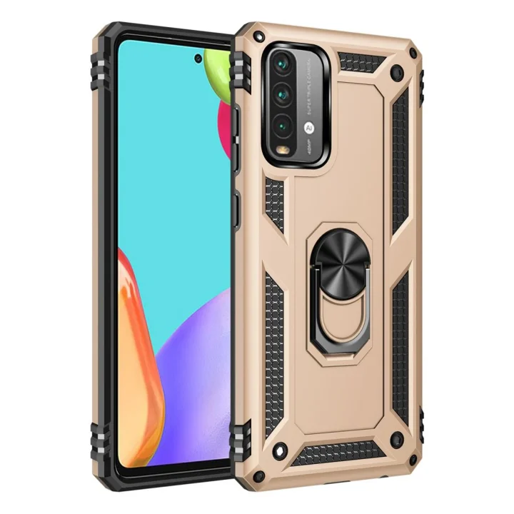Mey İthalat®  Xiaomi Redmi 9T Kılıf Sofya Yüzüklü Silikon Kapak - Gold