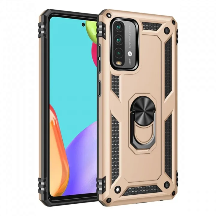 Mey İthalat®  Xiaomi Redmi 9T Kılıf Sofya Yüzüklü Silikon Kapak - Gold