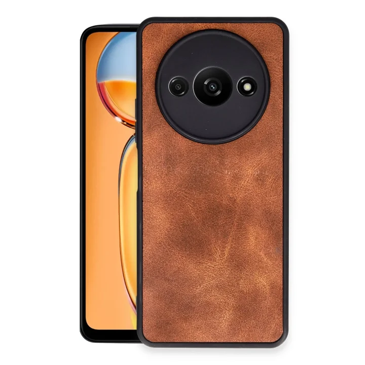 Mey İthalat®   Redmi A3 4G Kılıf Aras Deri Kapak - Taba