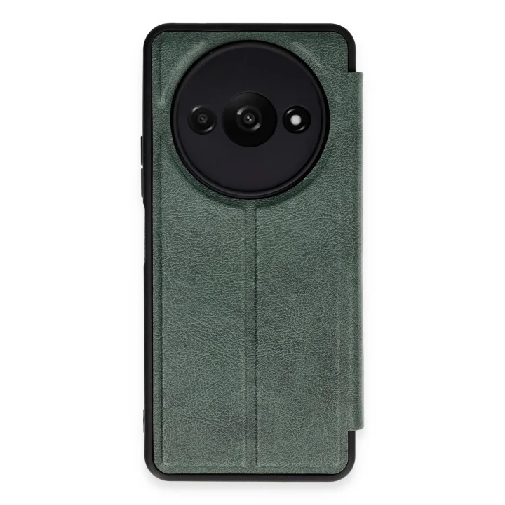 Mey İthalat®   Redmi A3 4G Kılıf Flip Cover - Koyu Yeşil
