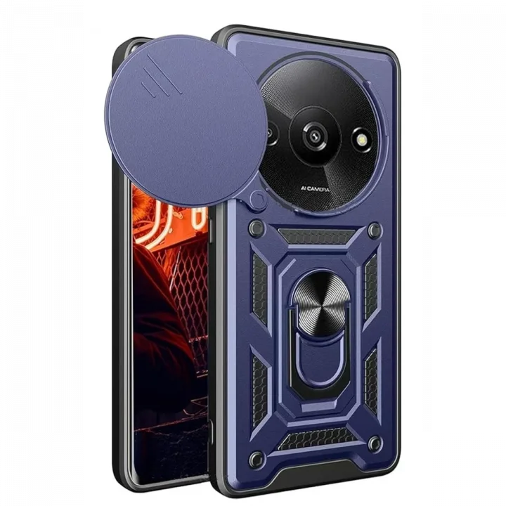 Mey İthalat®   Redmi A3 4G Kılıf Pars Lens Yüzüklü Silikon - Lacivert