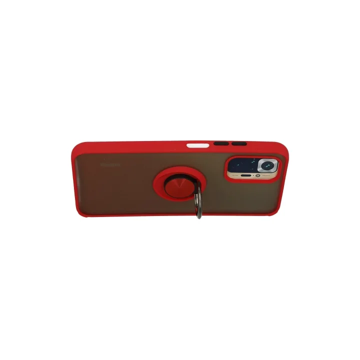 Mey İthalat®  Xiaomi Redmi Note 10 Kılıf Montreal Yüzüklü Silikon Kapak - Kırmızı