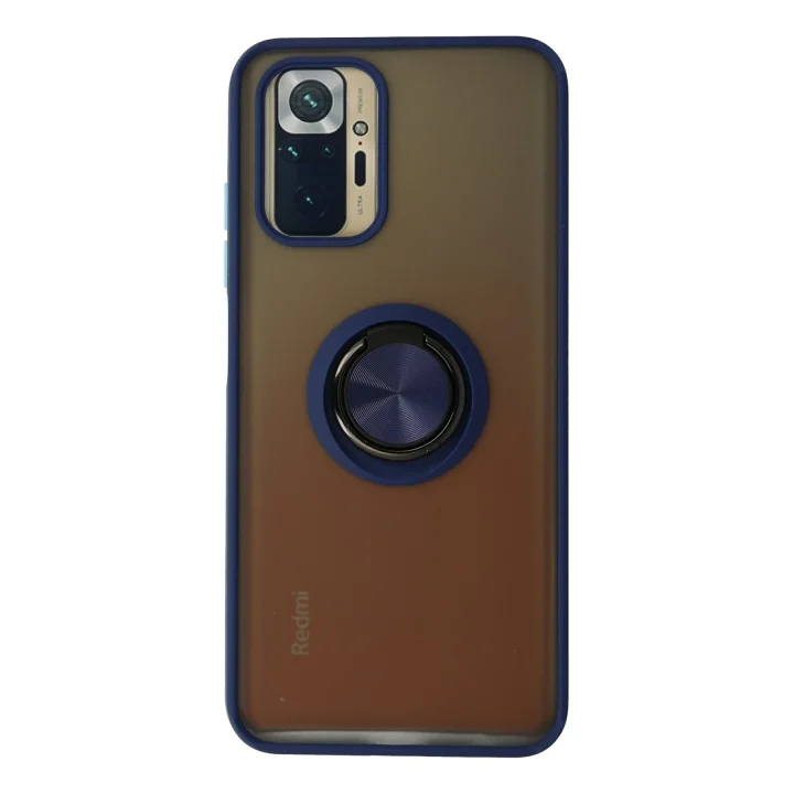 Mey İthalat®  Xiaomi Redmi Note 10 Kılıf Montreal Yüzüklü Silikon Kapak - Lacivert