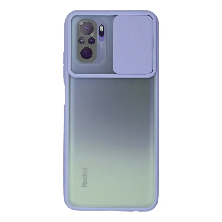 Mey İthalat®   Redmi Note 10 Kılıf Palm Buzlu Kamera Sürgülü Silikon - Lila