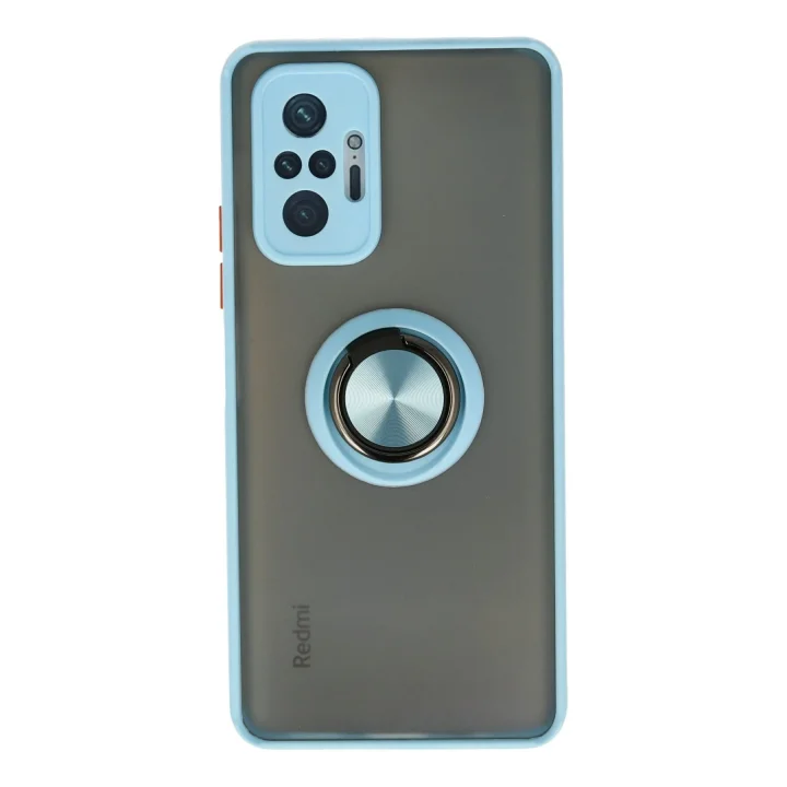 Mey İthalat®  Xiaomi Redmi Note 10 Pro Kılıf Montreal Yüzüklü Silikon Kapak - Buz Mavi