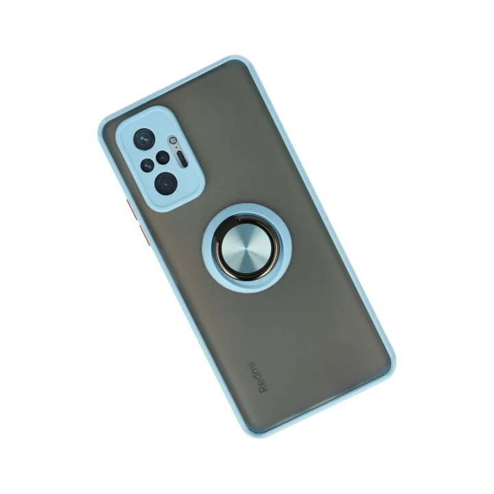 Mey İthalat®  Xiaomi Redmi Note 10 Pro Kılıf Montreal Yüzüklü Silikon Kapak - Buz Mavi