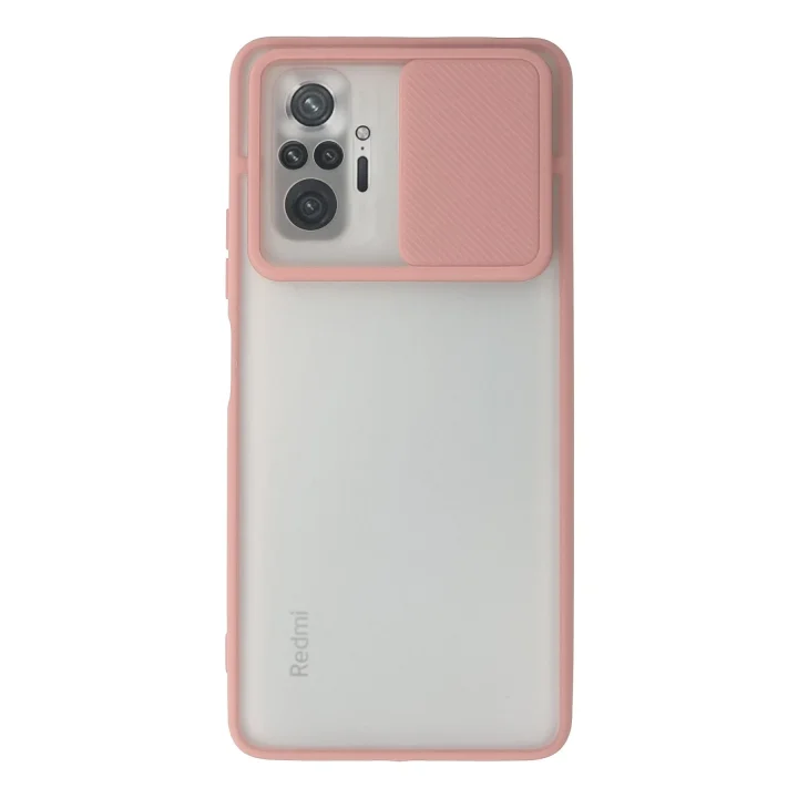 Mey İthalat®   Redmi Note 10 Pro Kılıf Palm Buzlu Kamera Sürgülü Silikon - Pembe