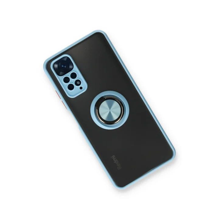 Mey İthalat®  Xiaomi Redmi Note 11 Kılıf Montreal Yüzüklü Silikon Kapak - Buz Mavi