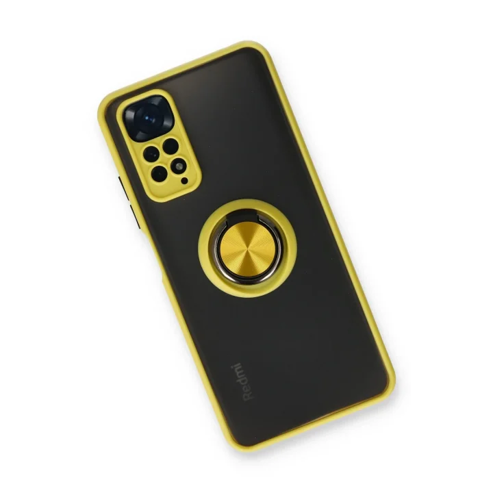 Mey İthalat®  Xiaomi Redmi Note 11 Kılıf Montreal Yüzüklü Silikon Kapak - Sarı