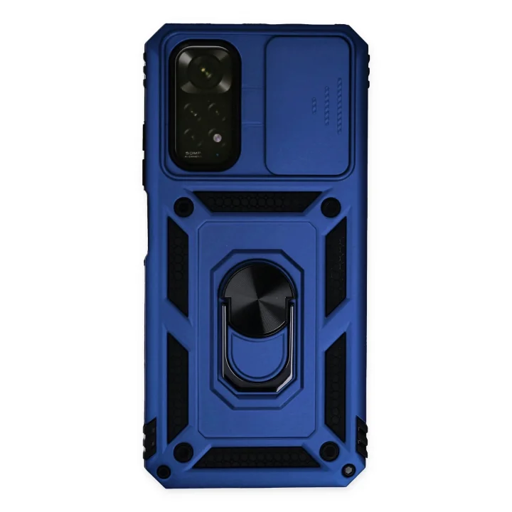 Mey İthalat®  Xiaomi Redmi Note 11 Kılıf Pars Lens Yüzüklü Silikon - Lacivert