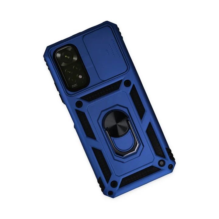Mey İthalat®  Xiaomi Redmi Note 11 Kılıf Pars Lens Yüzüklü Silikon - Lacivert