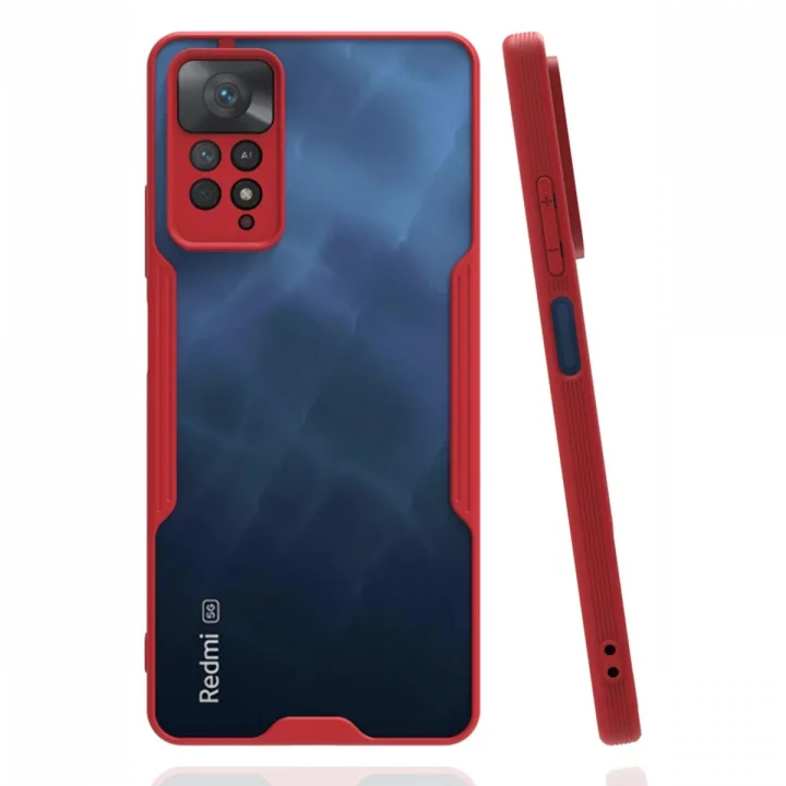 Mey İthalat®  Xiaomi Redmi Note 11 Pro Kılıf Platin Silikon - Kırmızı