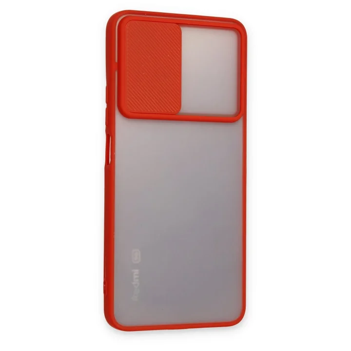 Mey İthalat®  Xiaomi Redmi Note 11 Pro Plus 5G Kılıf Palm Buzlu Kamera Sürgülü Silikon - Kırmızı