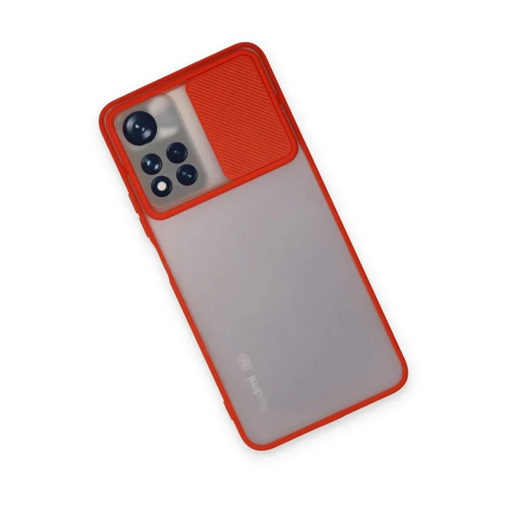 Mey İthalat®  Xiaomi Redmi Note 11 Pro Plus 5G Kılıf Palm Buzlu Kamera Sürgülü Silikon - Kırmızı