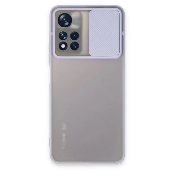 Mey İthalat®  Xiaomi Redmi Note 11 Pro Plus 5G Kılıf Palm Buzlu Kamera Sürgülü Silikon - Lila
