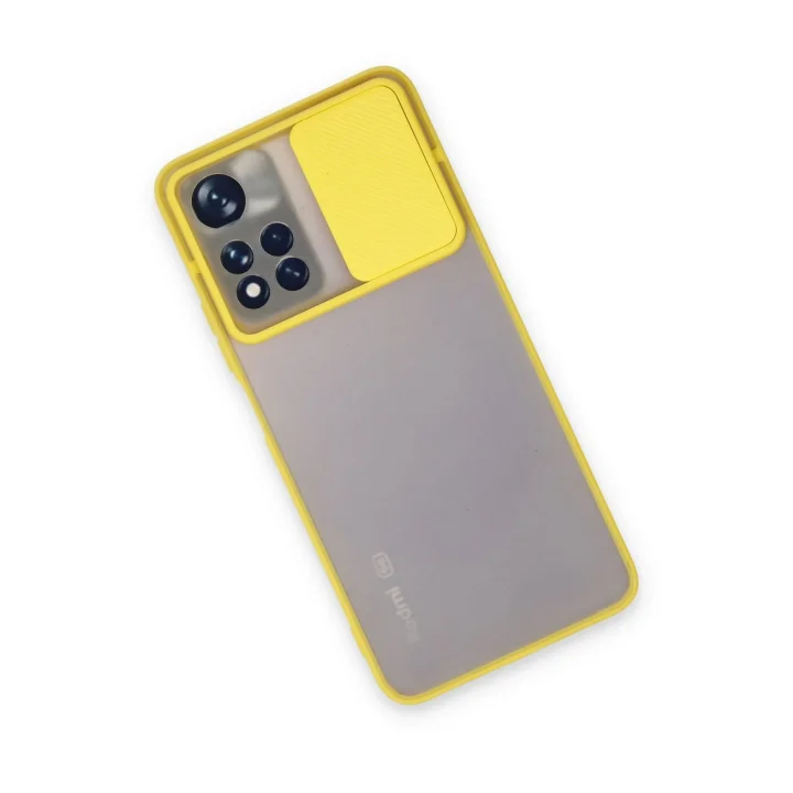 Mey İthalat®  Xiaomi Redmi Note 11 Pro Plus 5G Kılıf Palm Buzlu Kamera Sürgülü Silikon - Sarı