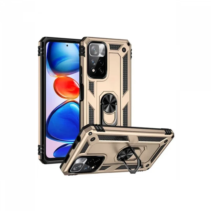 Mey İthalat®  Xiaomi Redmi Note 11 Pro Plus 5G Kılıf Sofya Yüzüklü Silikon Kapak - Gold