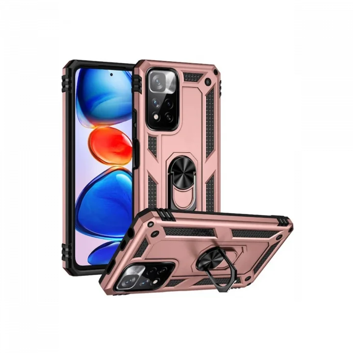 Mey İthalat®  Xiaomi Redmi Note 11 Pro Plus 5G Kılıf Sofya Yüzüklü Silikon Kapak - Rose