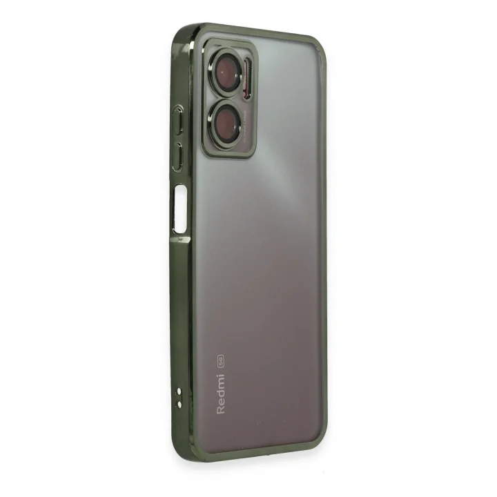 Mey İthalat®   Redmi Note 11E Kılıf  Lensli Silikon - Yeşil