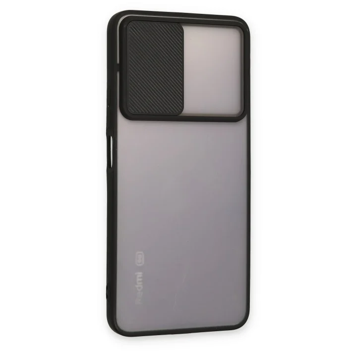 Mey İthalat®  Xiaomi Redmi Note 11T Kılıf Palm Buzlu Kamera Sürgülü Silikon - Siyah