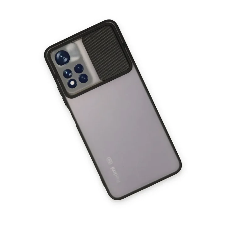 Mey İthalat®  Xiaomi Redmi Note 11T Kılıf Palm Buzlu Kamera Sürgülü Silikon - Siyah