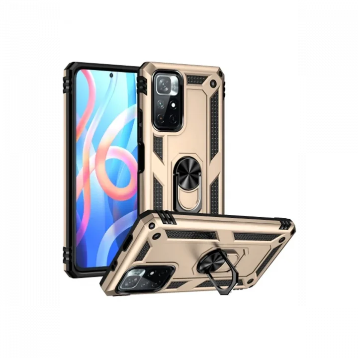 Mey İthalat®  Xiaomi Redmi Note 11T Kılıf Sofya Yüzüklü Silikon Kapak - Gold